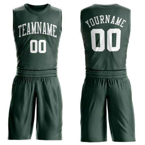 hunter_green_0006 Custom Hunter Green White Round Neck Suit Basketball Jersey
