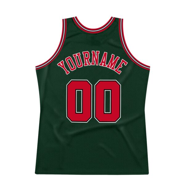 Custom Hunter Green Red-Black Authentic Throwback Basketball Jersey