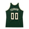 Custom Hunter Green Cream-Black Authentic Throwback Basketball Jersey
