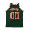 Custom Hunter Green Orange-White Authentic Throwback Basketball Jersey