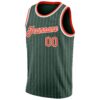 Custom Hunter Green White Pinstripe Orange-White Authentic Basketball Jersey