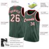 Custom Hunter Green White Pinstripe White-Red Authentic Basketball Jersey