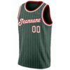 Custom Hunter Green White Pinstripe White-Red Authentic Basketball Jersey