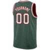 Custom Hunter Green White Pinstripe White-Red Authentic Basketball Jersey