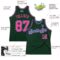 Custom Hunter Green Pink-Light Blue Authentic Throwback Basketball Jersey