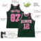 Custom Hunter Green Pink-White Authentic Throwback Basketball Jersey