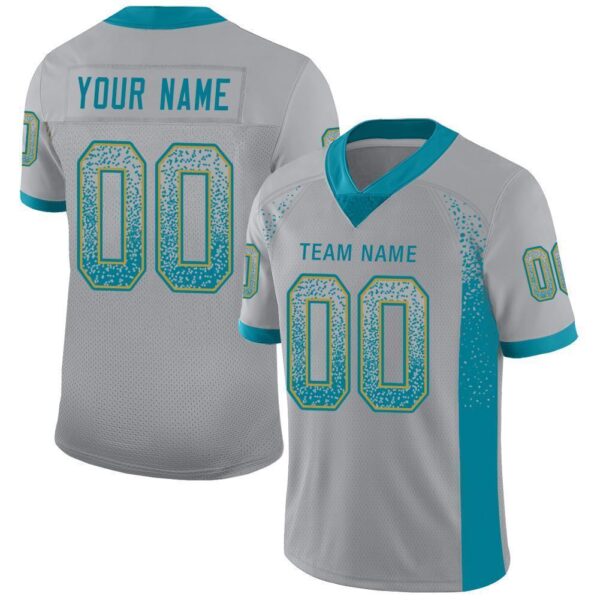 jacksonville_0025 Custom Light Gray Teal-Old Gold Drift Fashion Football Jersey