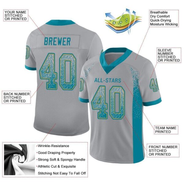 jacksonville_0026-1 Custom Light Gray Teal-Old Gold Drift Fashion Football Jersey