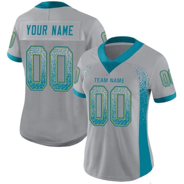 jacksonville_0026 Custom Light Gray Teal-Old Gold Drift Fashion Football Jersey