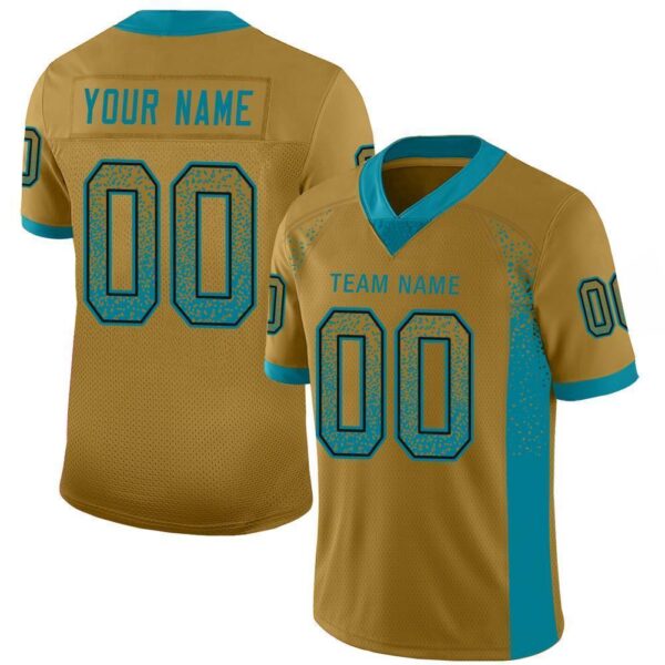 jacksonville_0027 Custom Old Gold Teal-Black Drift Fashion Football Jersey