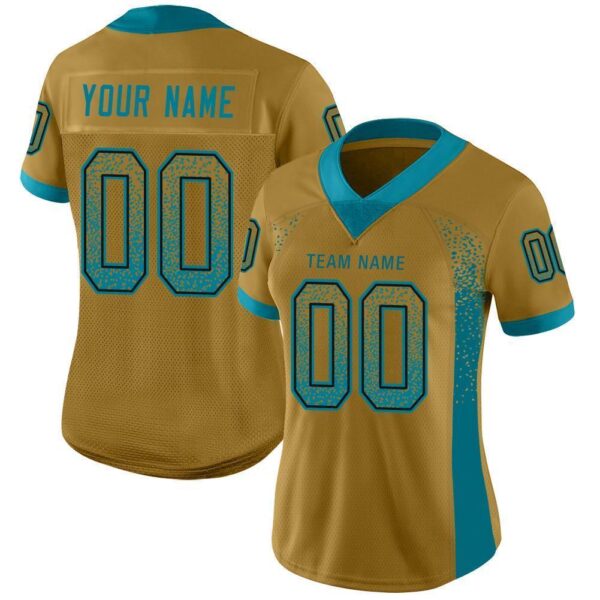 jacksonville_0028 Custom Old Gold Teal-Black Drift Fashion Football Jersey