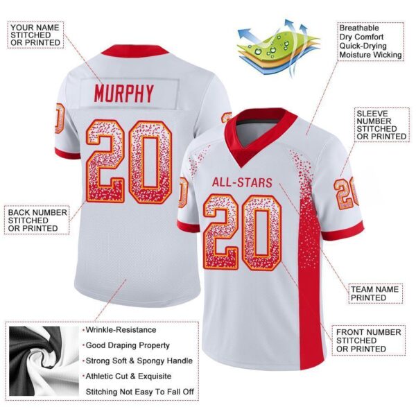 Custom White Scarlet-Gold Drift Fashion Football Jersey