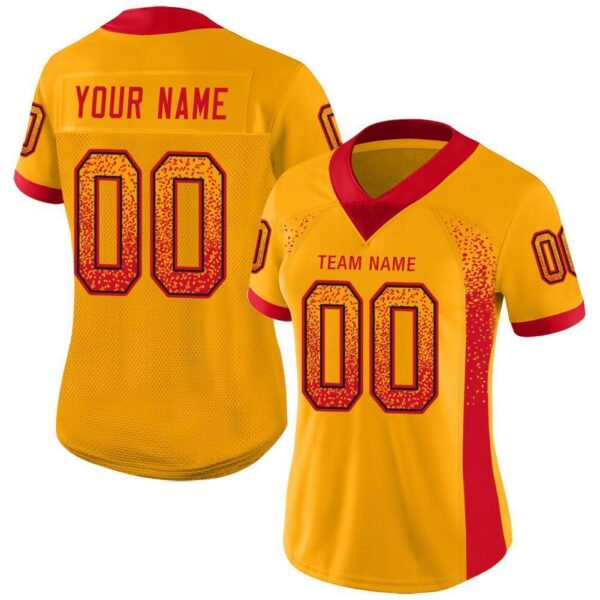 kansas_c_0036 Custom Gold Scarlet-Black Drift Fashion Football Jersey