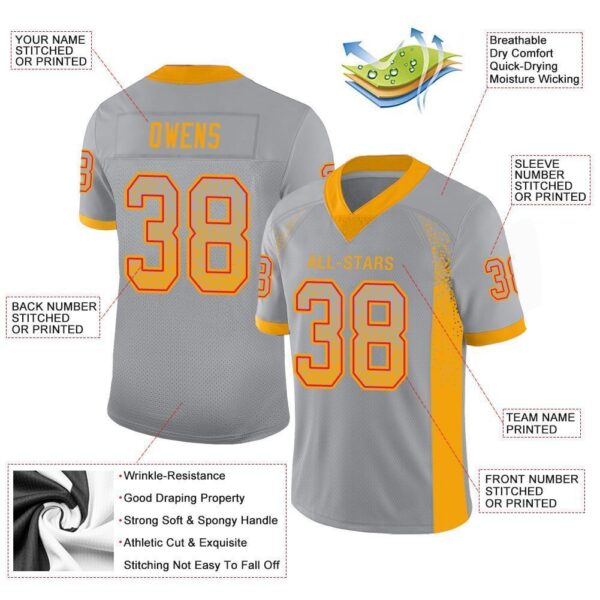 kansas_c_0038-1 Custom Light Gray Gold-Scarlet Drift Fashion Football Jersey