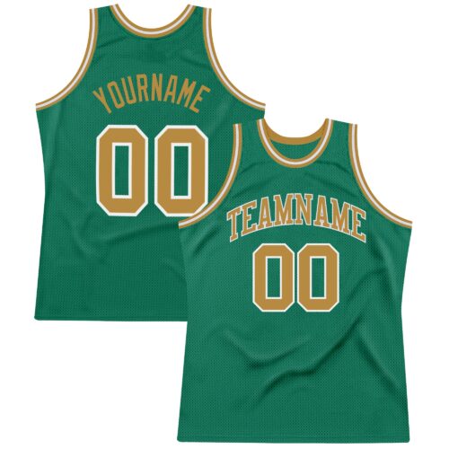 kelly_green_0063 Custom Kelly Green Old Gold-White Authentic Throwback Basketball Jersey