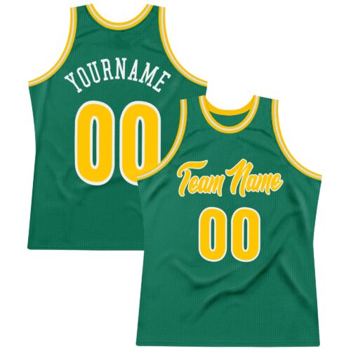 kelly_green_0072 Custom Kelly Green Gold-White Authentic Throwback Basketball Jersey