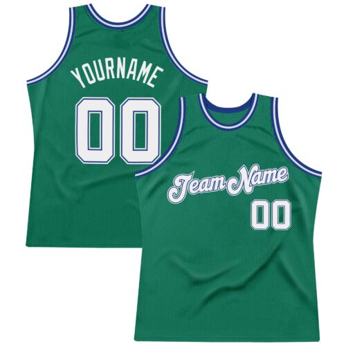 kelly_green_0080 Custom Kelly Green White-Royal Authentic Throwback Basketball Jersey