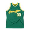 Custom Kelly Green White-Gold Authentic Throwback Basketball Jersey