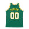 Custom Kelly Green White-Gold Authentic Throwback Basketball Jersey