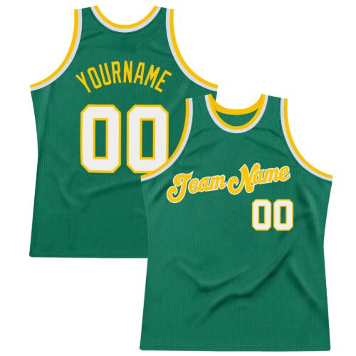 kelly_green_0081 Custom Kelly Green White-Gold Authentic Throwback Basketball Jersey