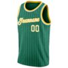Custom Kelly Green White Pinstripe White-Gold Authentic Basketball Jersey