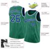 Custom Kelly Green White Pinstripe Royal-White Authentic Basketball Jersey