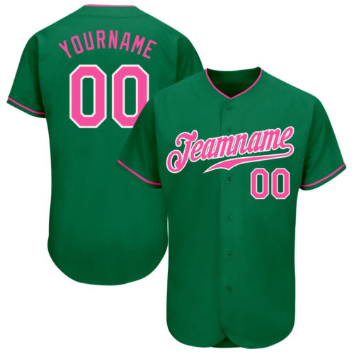 kelly_green_0183 Custom Kelly Green Pink-White Authentic Baseball Jersey