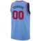 Custom Light Blue Red-Navy Round Neck Rib-Knit Basketball Jersey