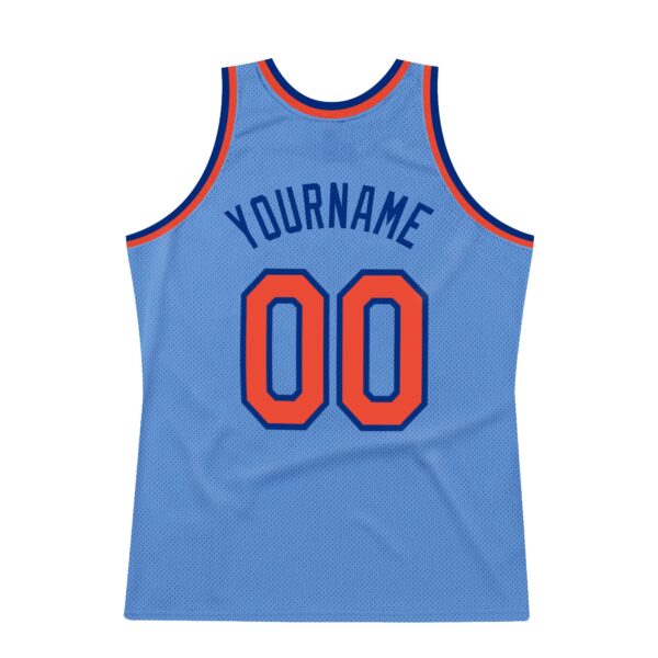 Custom Light Blue Orange-Royal Authentic Throwback Basketball Jersey