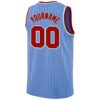 Custom Light Blue Red Pinstripe Red-Black Authentic Basketball Jersey