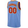 Custom Light Blue Red Pinstripe Red-Gold Authentic Basketball Jersey