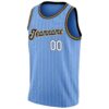 Custom Light Blue White Pinstripe White-Old Gold Authentic Basketball Jersey