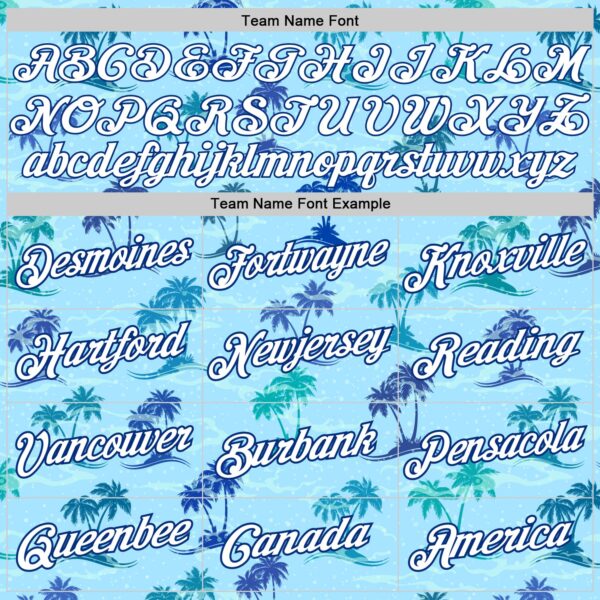 Custom Light Blue White-Royal 3D Pattern Hawaii Palm Trees Authentic Basketball Jersey