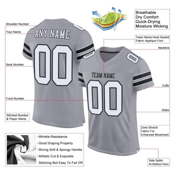 light_gray_0001-1 Custom Light Gray White-Black Mesh Authentic Football Jersey