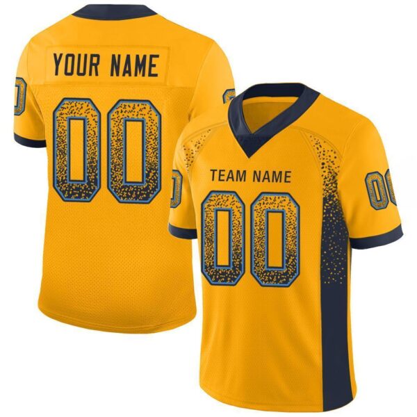 los_an_0085 Custom Gold Navy-Powder Blue Drift Fashion Football Jersey