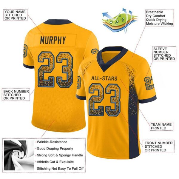 los_an_0086-1 Custom Gold Navy-Powder Blue Drift Fashion Football Jersey