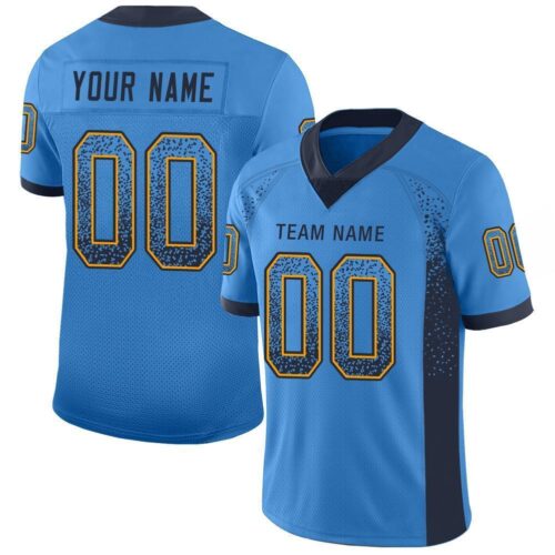 los_an_0087 Custom Powder Blue Navy-Gold Drift Fashion Football Jersey