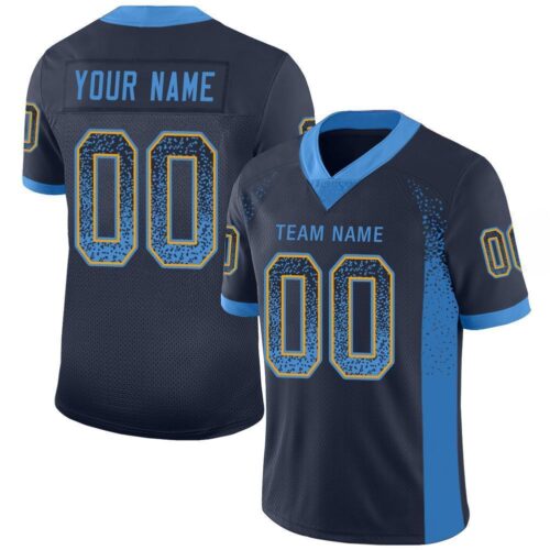 los_an_0089 Custom Navy Powder Blue-Gold Drift Fashion Football Jersey