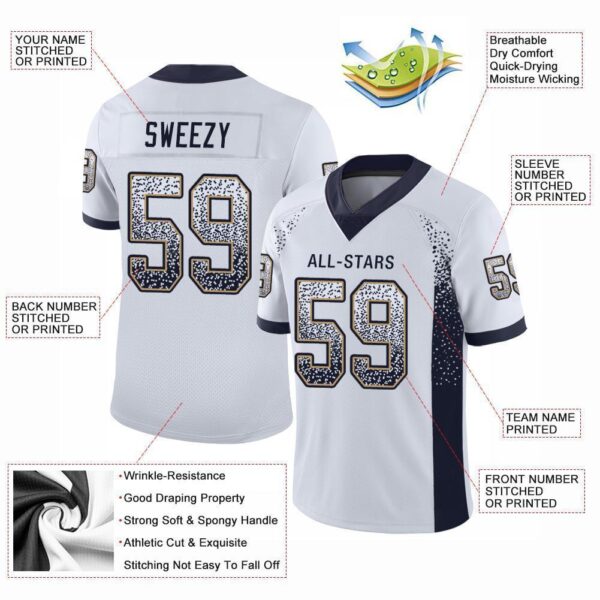 Custom White Navy-Old Gold Drift Fashion Football Jersey