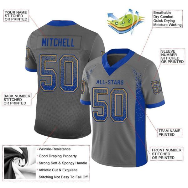 los_an_0100-1 Custom Gray Royal-Gold Drift Fashion Football Jersey