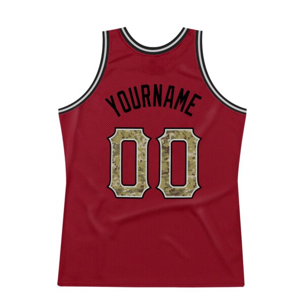 Custom Maroon Camo-Gray Authentic Throwback Basketball Jersey