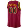 Custom Maroon White Pinstripe Navy-Gold Authentic Basketball Jersey