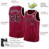 Custom Maroon White Pinstripe Black-White Authentic Basketball Jersey