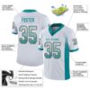 Custom White Aqua-Orange Drift Fashion Football Jersey