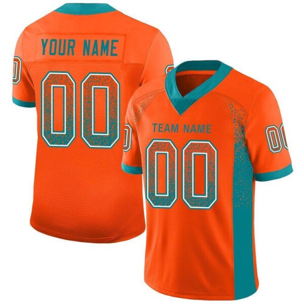 miami_0047 Custom Orange Aqua-White Drift Fashion Football Jersey