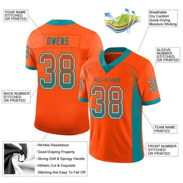miami_0048-1 Custom Orange Aqua-White Drift Fashion Football Jersey