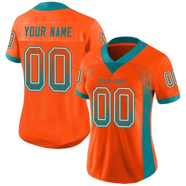 miami_0048 Custom Orange Aqua-White Drift Fashion Football Jersey