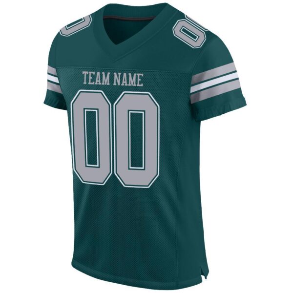 midnight_green_0002-2 Custom Midnight Green Light Gray-White Mesh Authentic Football Jersey