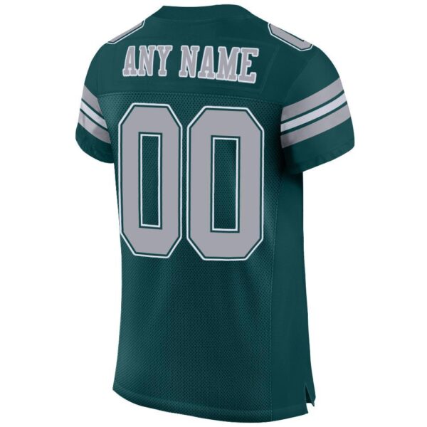 midnight_green_0002-3 Custom Midnight Green Light Gray-White Mesh Authentic Football Jersey
