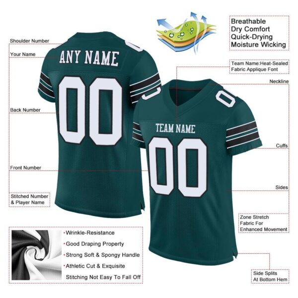 midnight_green_0004-1 Custom Midnight Green White-Black Mesh Authentic Football Jersey